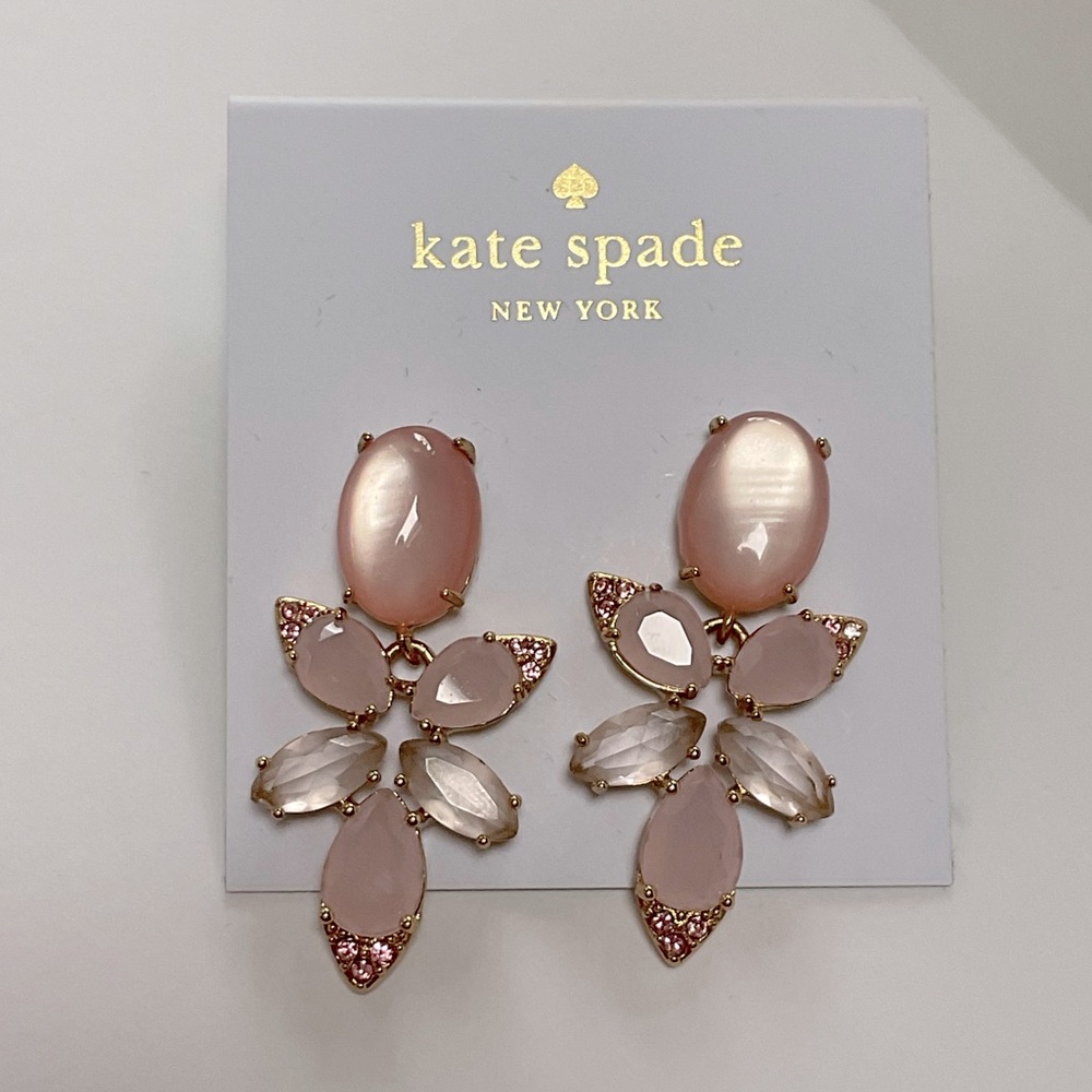 Kate Spade crystal “Blushing Blooms” Drop Chandelier Earrings in pink. Gorgeous!